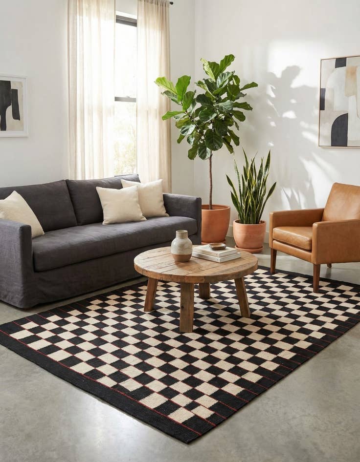 Detail image of 4' 5 x 6'  Hand Woven Kilim Modern Wool Rug