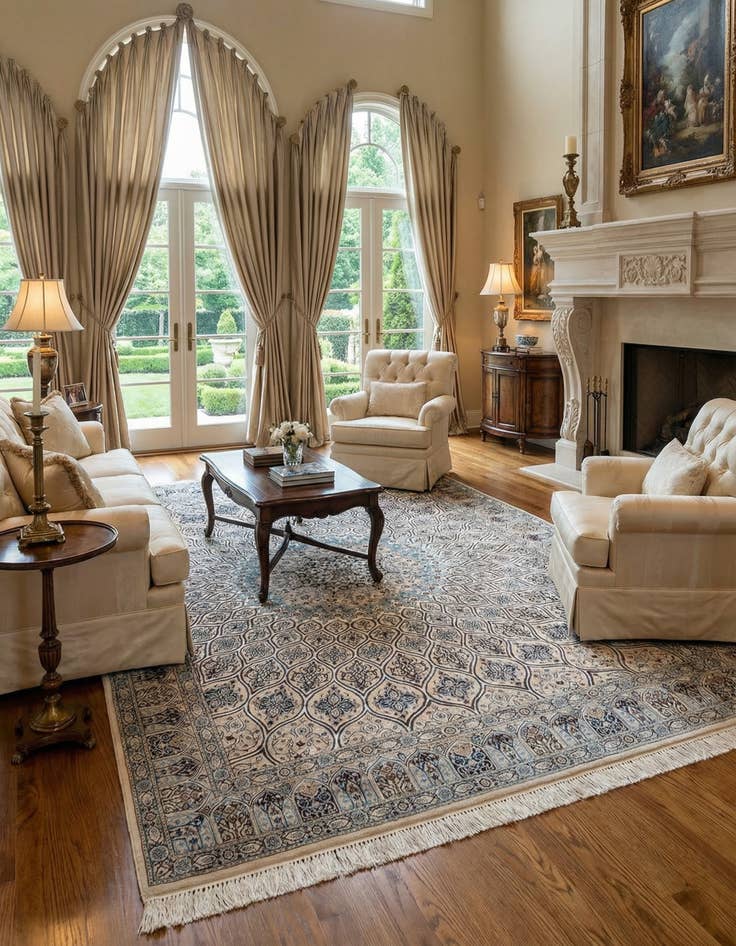 Detail image of  6' 9 x 9' 11  Hand Knotted Nain Persian Rug