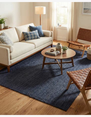 Navy Blue Handmade Braided Jute Rug