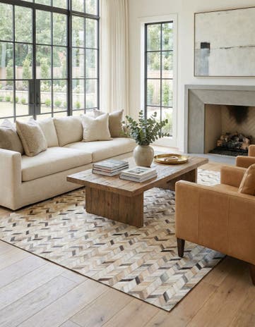 5' 7 x 7' 11 Cowhide Stocks Rug