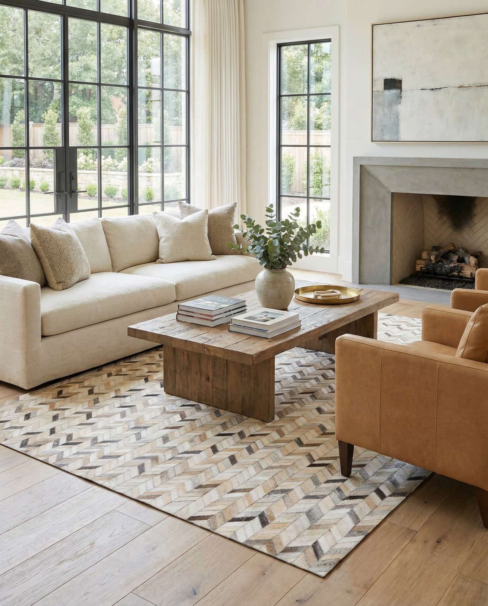 5' 7 x 7' 11 Cowhide Stocks Rug