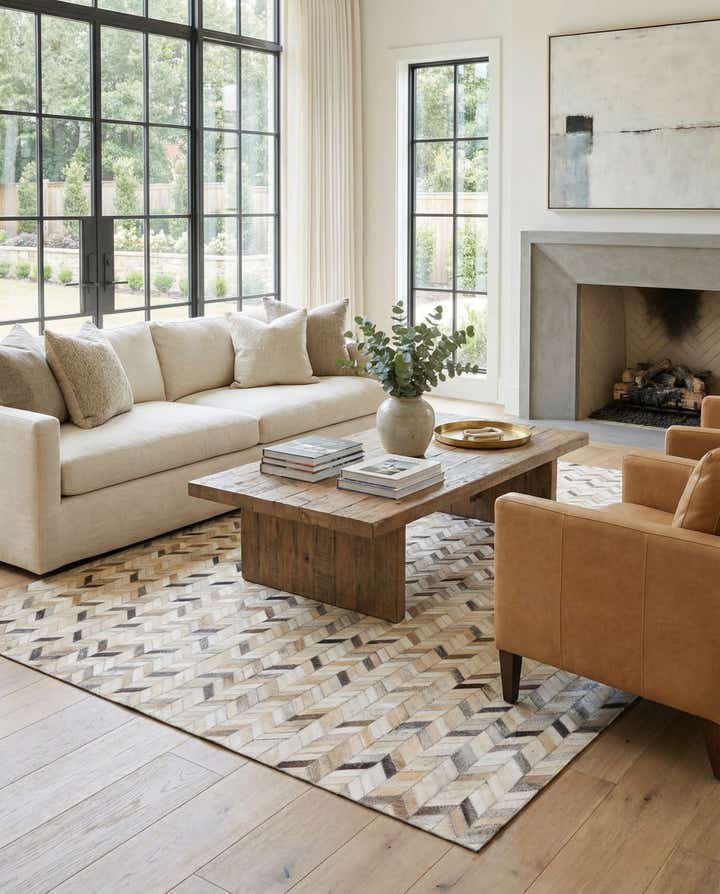 5' 7 x 7' 11 Cowhide Stocks Rug