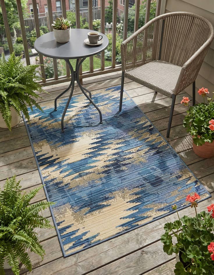 Detail image of 2' 2 x 3'  Washable Modern Indoor / Outdoor Rug