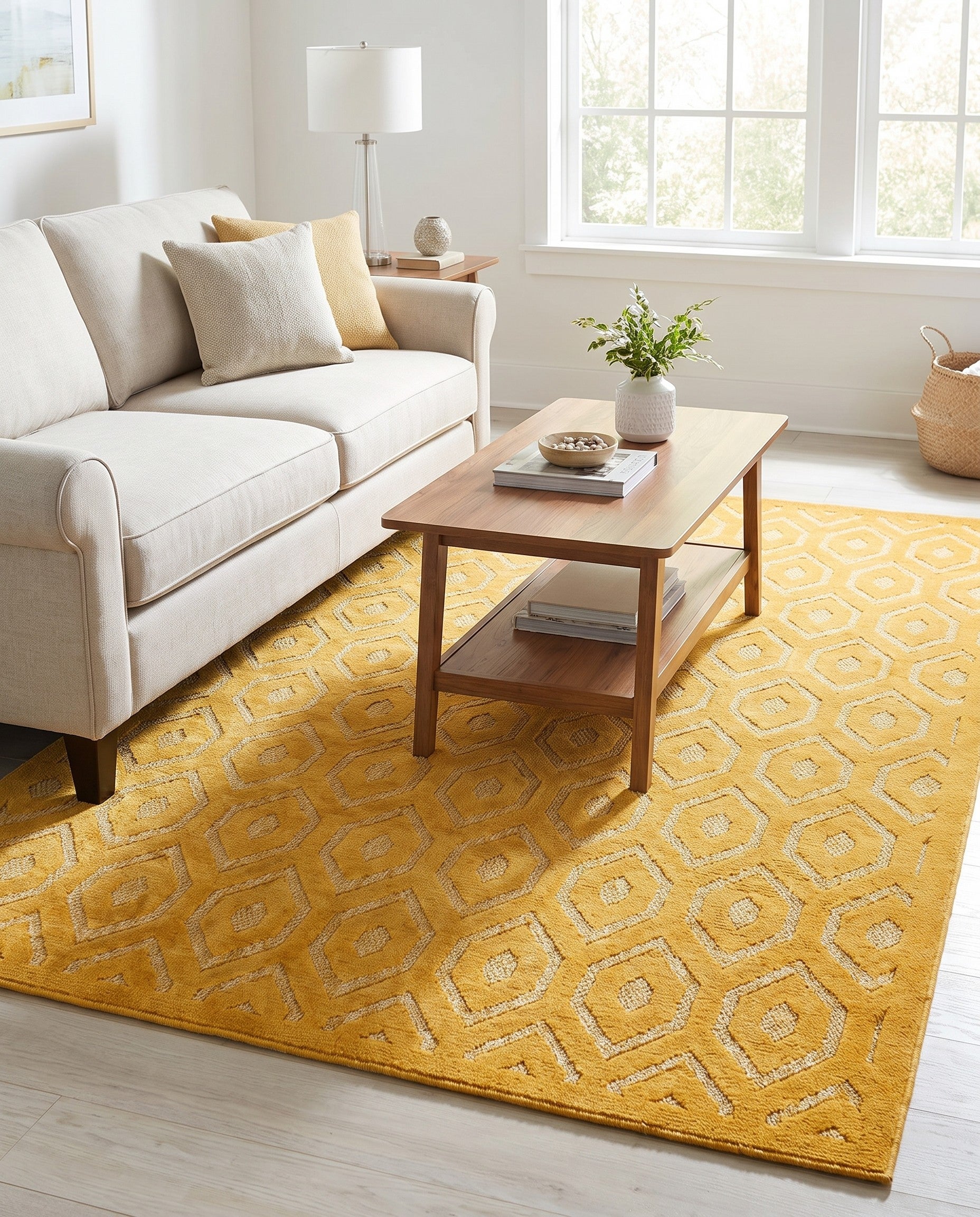 6' x 9' Easy-Clean Trellis Textured Indoor / Outdoor Rug