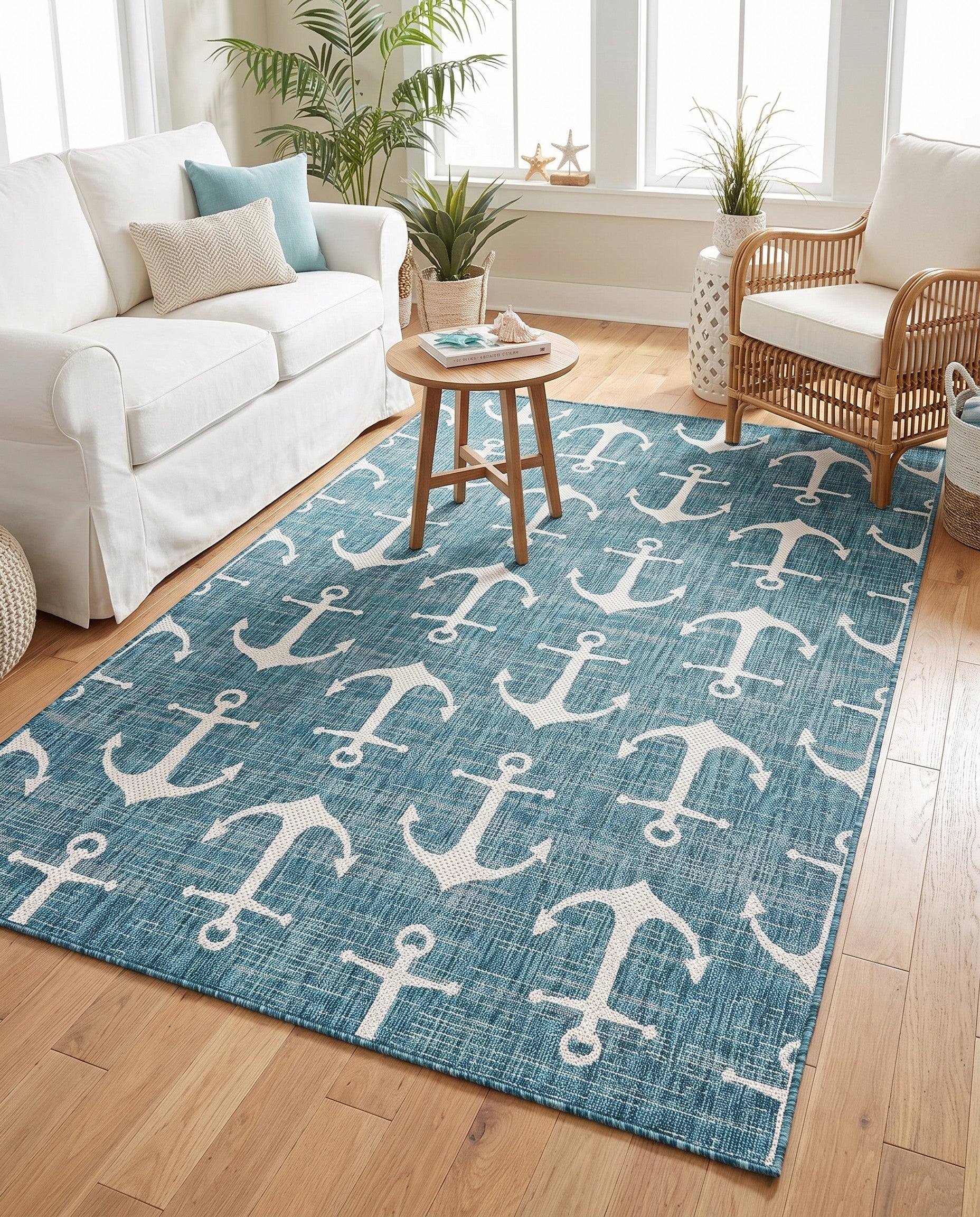 5' 3 x 8' Easy-Clean Coastal Indoor / Outdoor Rug