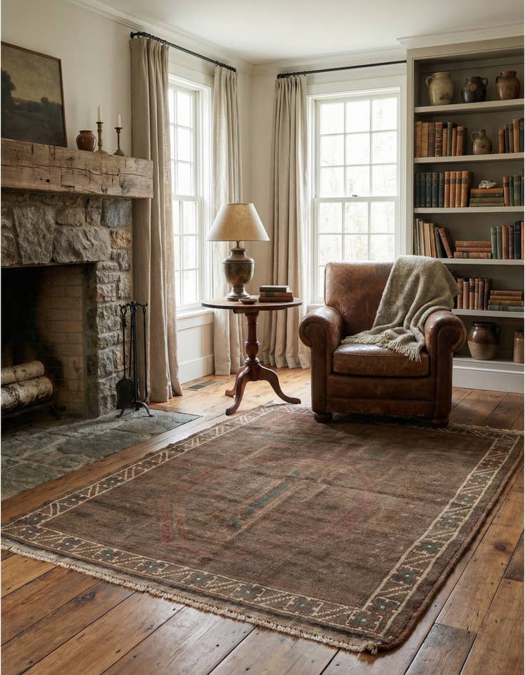 Detail image of  3' 5 x 4' 6  Hand Knotted Ultra Vintage Persian Wool Rug