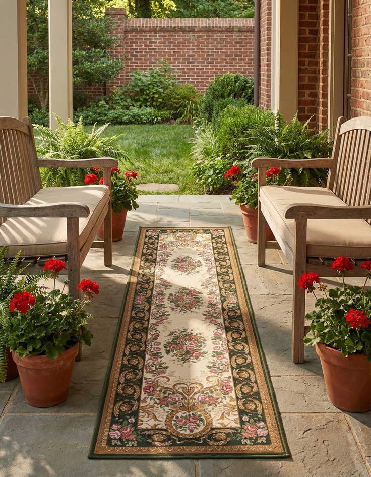 Detail image of 2' 7 x 10'  Washable Traditional Indoor / Outdoor Runner Rug