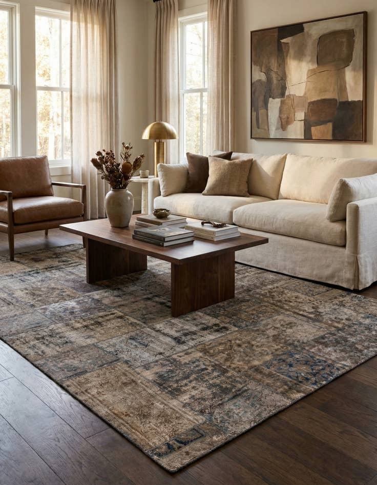 Detail image of 6' 8 x 9' 10  Hand Knotted Ultra Vintage Persian Wool Rug