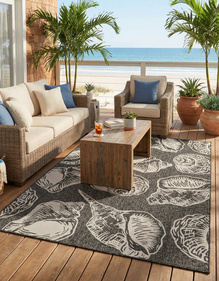 Detail image of 6' x 9'  Washable Coastal Indoor / Outdoor Rug