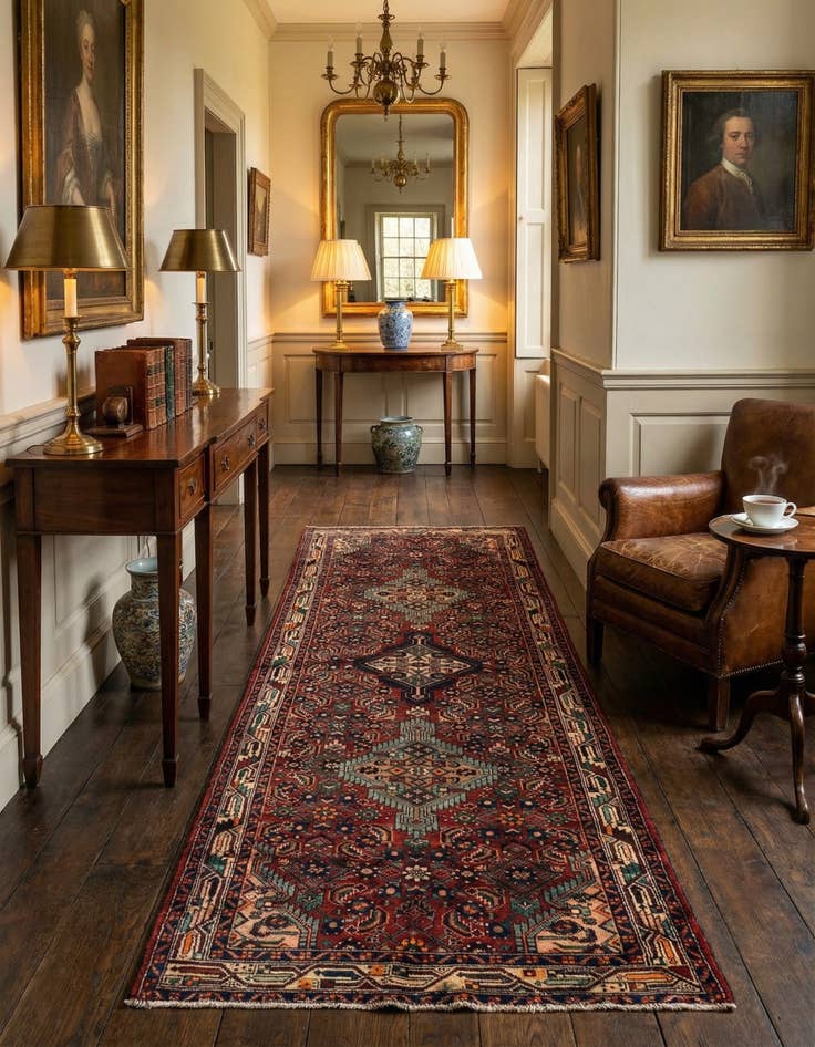 Detail image of 3' 5 x 9' 10 Hamedan Wool Runner Rug