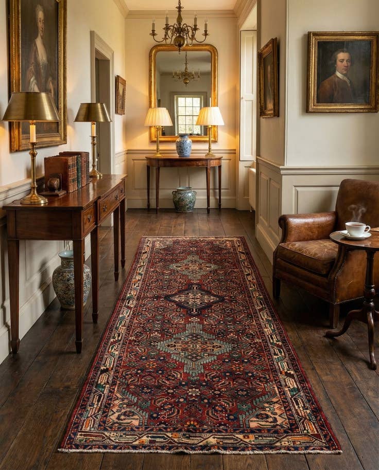 Detail image of 3' 5 x 9' 10 Hamedan Wool Runner Rug