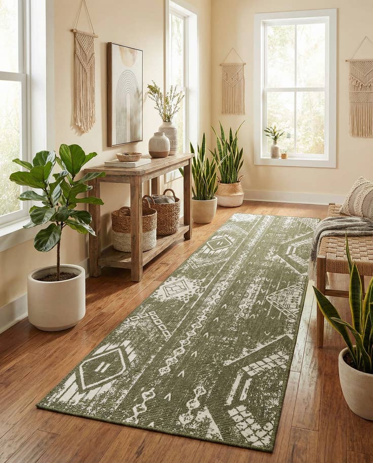 Detail image of 2' 7 x 12' Easy-Clean Bohemian Indoor / Outdoor Runner Rug