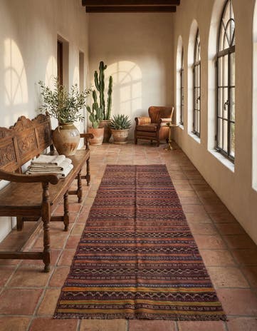 4' 5 x 10' 1 Hand Woven Kilim Fars Wool Runner Rug