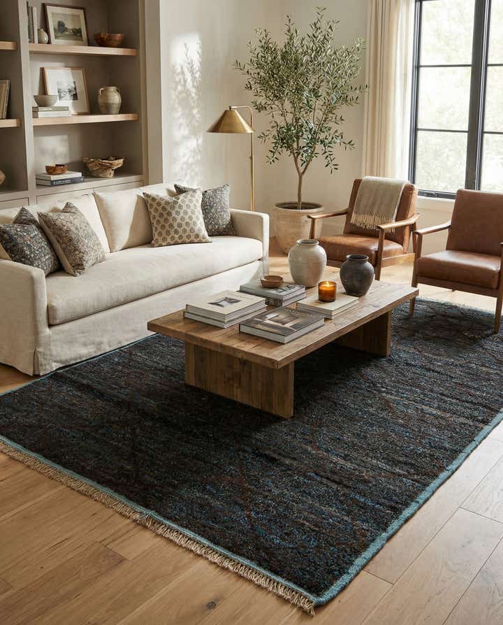 6' 1 x 8' 11 Hand Knotted Moroccan Wool Rug