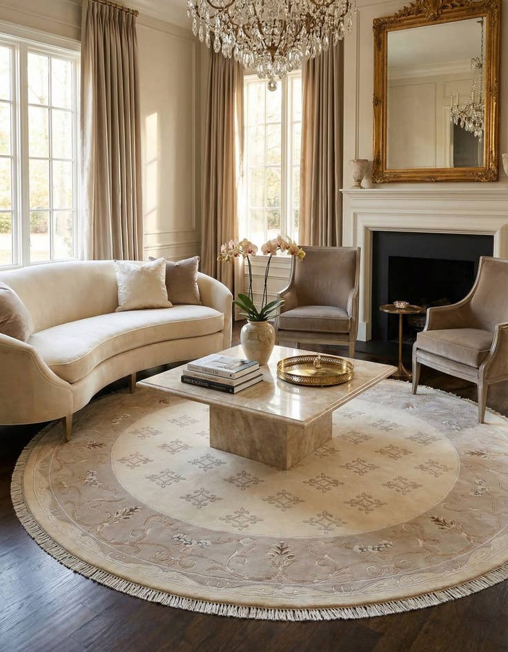 Detail image of 8' 3 x 8' 3  Hand Knotted Darya Wool Round Rug