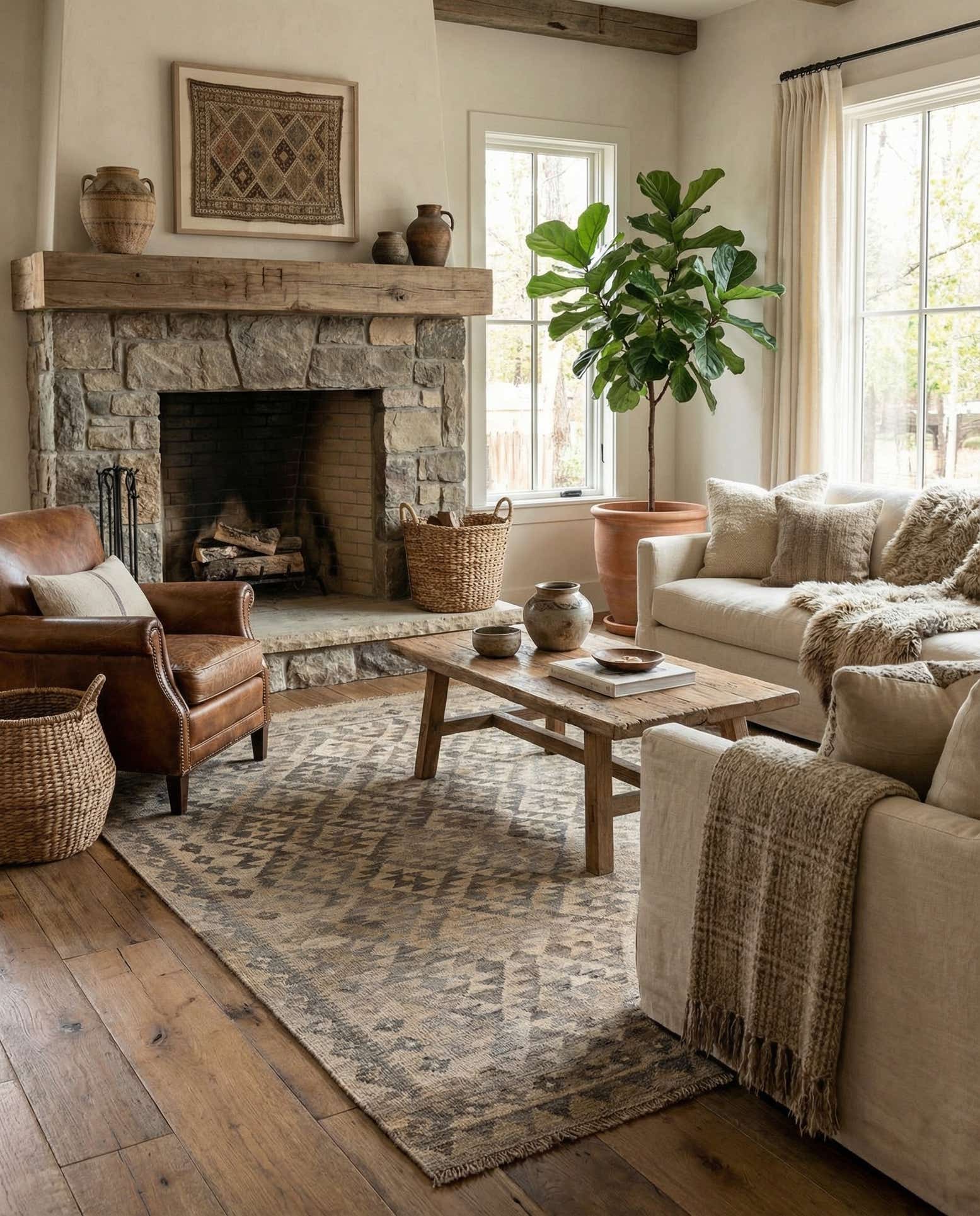 4' 11 x 6' 3 Hand Woven Kilim Maymana Wool Rug