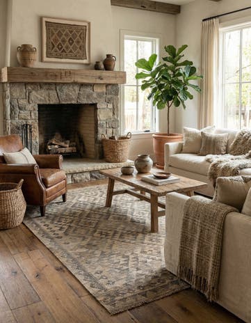4' 11 x 6' 3 Hand Woven Kilim Maymana Wool Rug