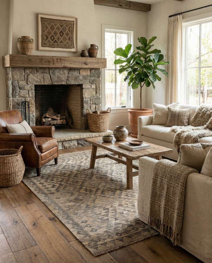 4' 11 x 6' 3 Hand Woven Kilim Maymana Wool Rug