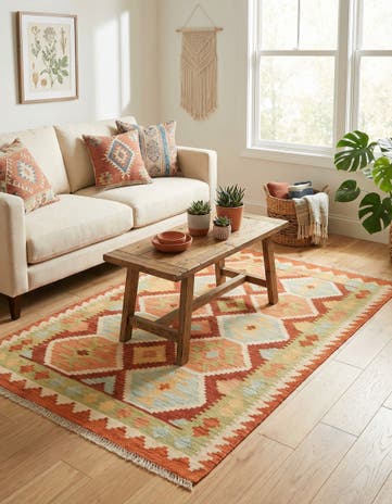 3' x 5' Hand Woven Kilim Waziri Wool Rug