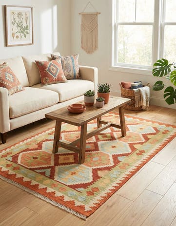 3' x 5' Hand Woven Kilim Waziri Wool Rug