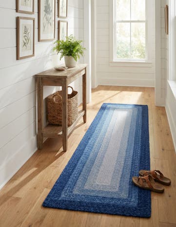 2' x 6' 1 Handmade Hand Braided Wool Runner Rug