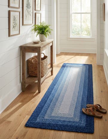 2' x 6' 1 Handmade Hand Braided Wool Runner Rug