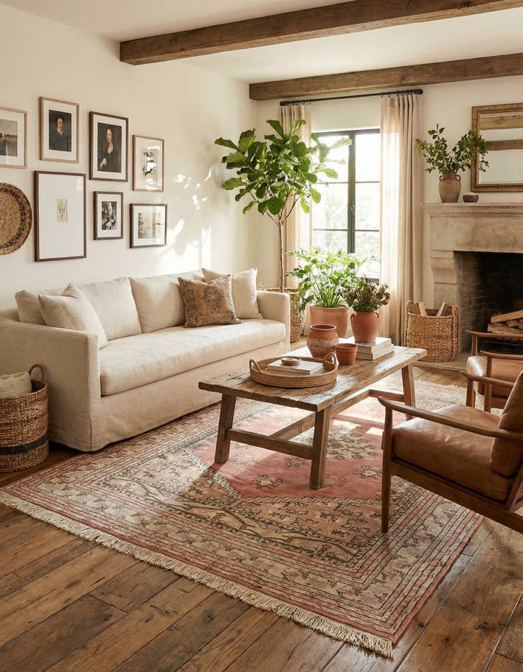 Detail image of  6' 11 x 9' 7  Hand Knotted Hamedan Wool Rug