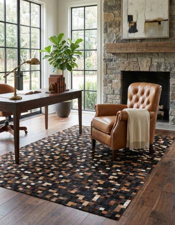 5' x 8' Cowhide Leather Rug