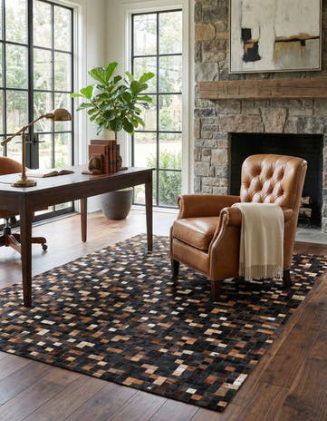 5' x 8' Cowhide Leather Rug