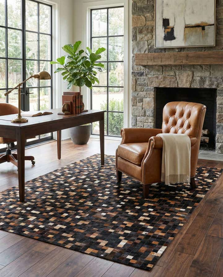 5' x 8' Cowhide Leather Rug