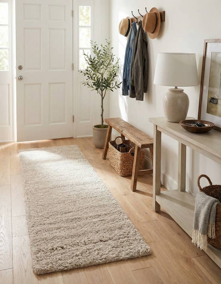 Detail image of  2' x 6' 1 Soft Solid Shag Runner Rug