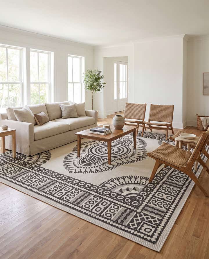 365cm x 365cm Facile à nettoyer Traditional Tapis Intérieur / Extérieur Carré