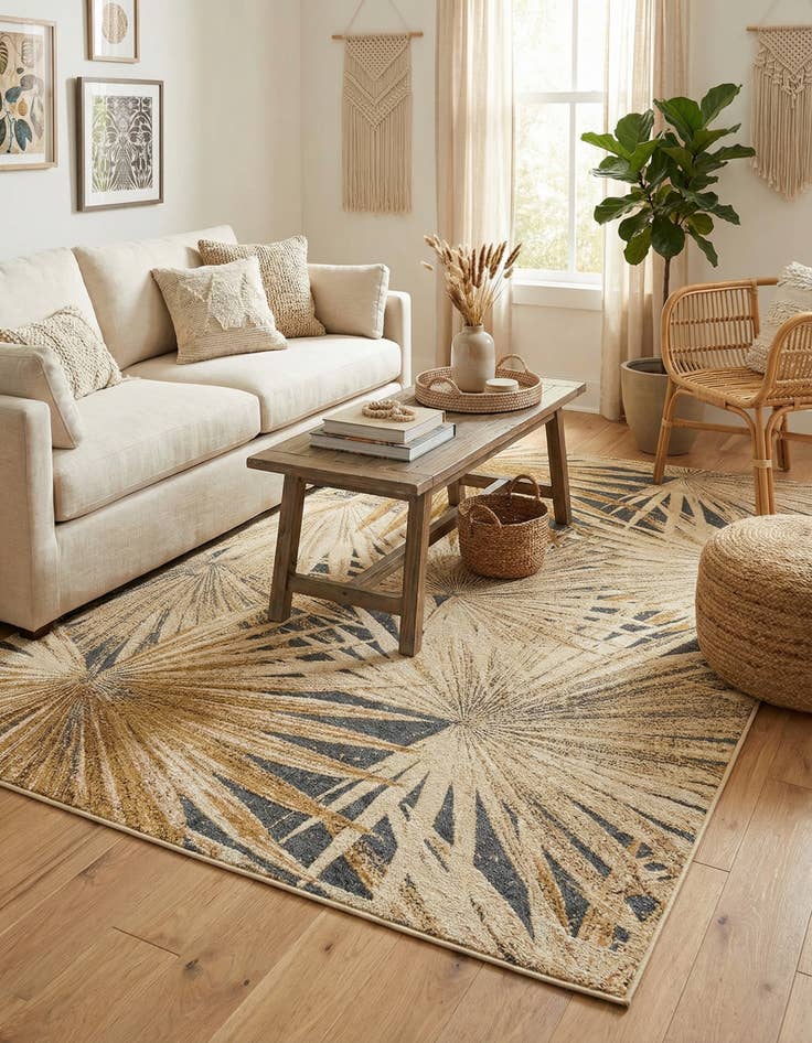 Detail image of 5' x 8'  Washable Botanical Indoor / Outdoor Rug