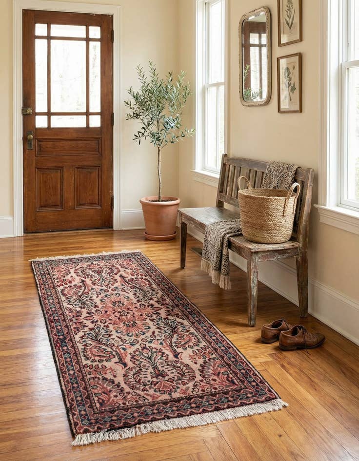 Detail image of 2' 2 x 4' 1  Hand Knotted Hamedan Wool Runner Rug