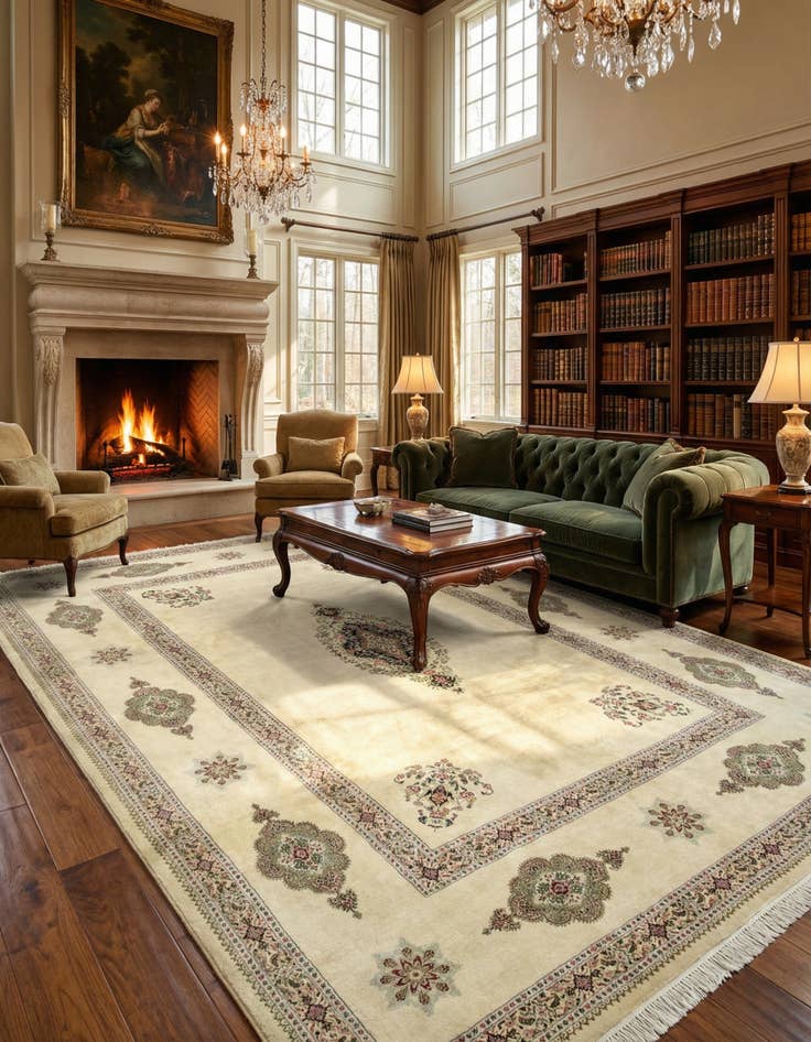 Detail image of 9' 5 x 12' 11  Hand Knotted Mood Persian Rug