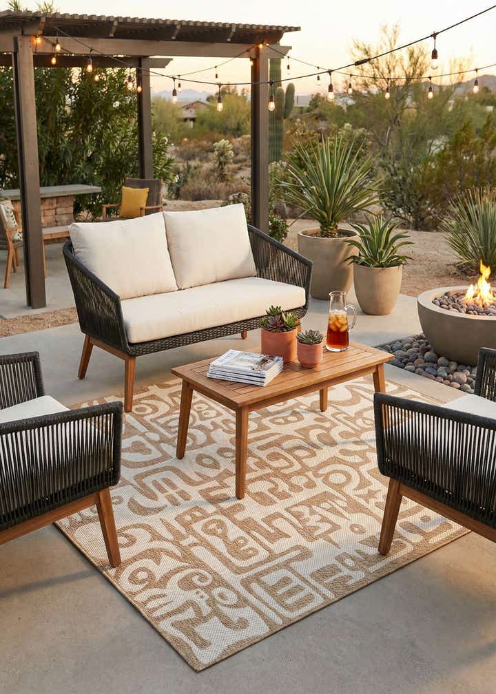 7' 10 x 7' 10 Easy-Clean Modern Indoor / Outdoor Square Rug