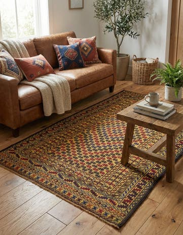 3' 9 x 6' 4 Hand Woven Kilim Afghan Wool Rug