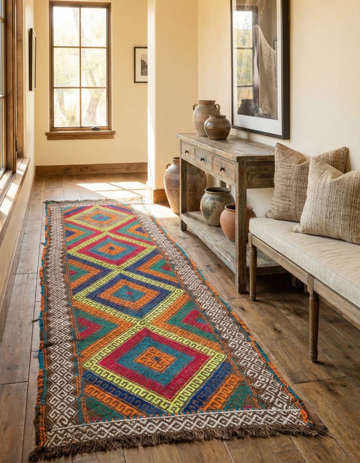 Detail image of  1' 10 x 5' 10  Hand Knotted Kilim Fars Persian Wool Runner Rug