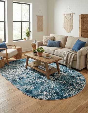 Blue Oasis Oval Rug