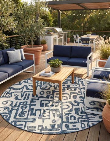 7' 10 x 7' 10 Easy-Clean Modern Indoor / Outdoor Round Rug