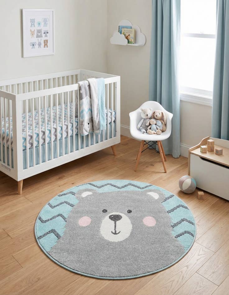 Detail image of 3' 3 x 3' 3 Bear Whimsy Kids Round Rug
