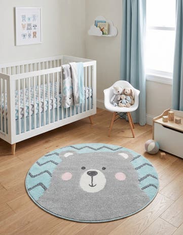 Blue Bear Whimsy Kids Round Rug