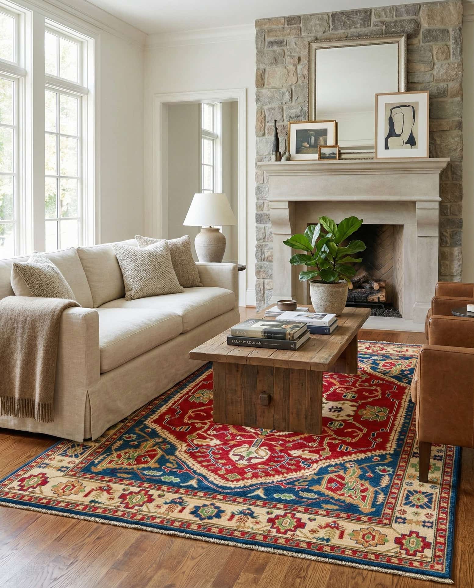 5' 7 x 8' Hand Knotted Kazak Rug