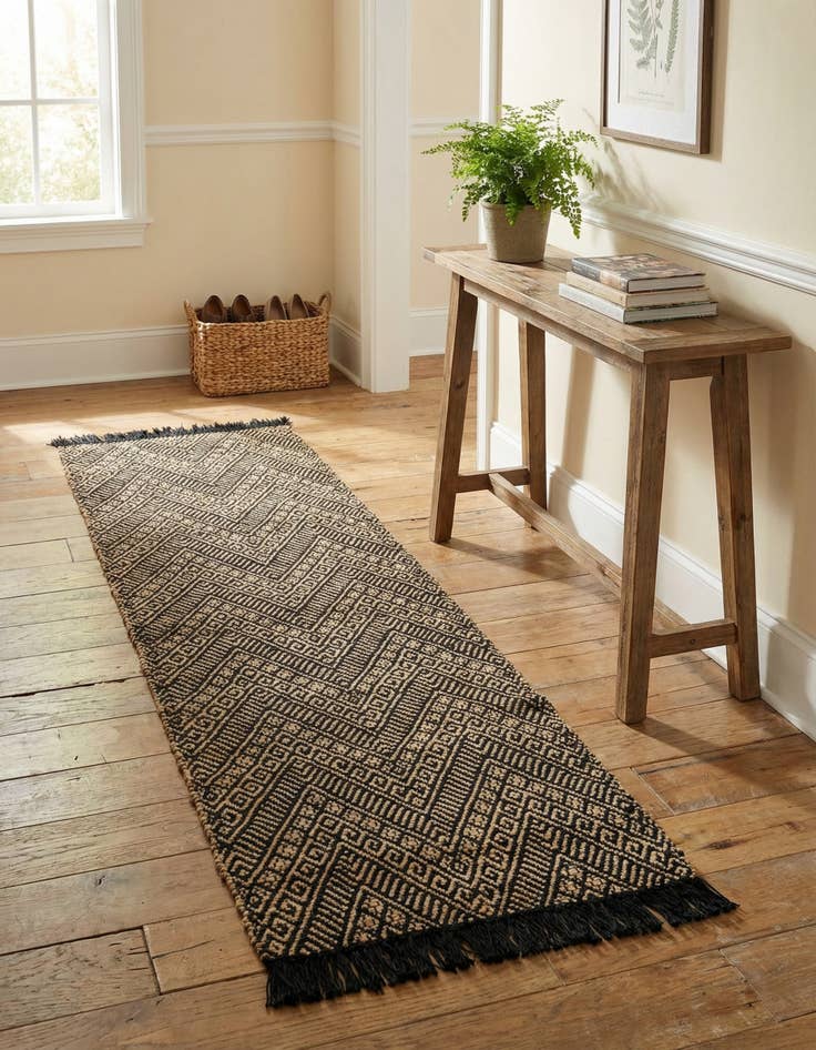 Detail image of 2' 7 x 10'  Hand Braided Jute Runner Rug