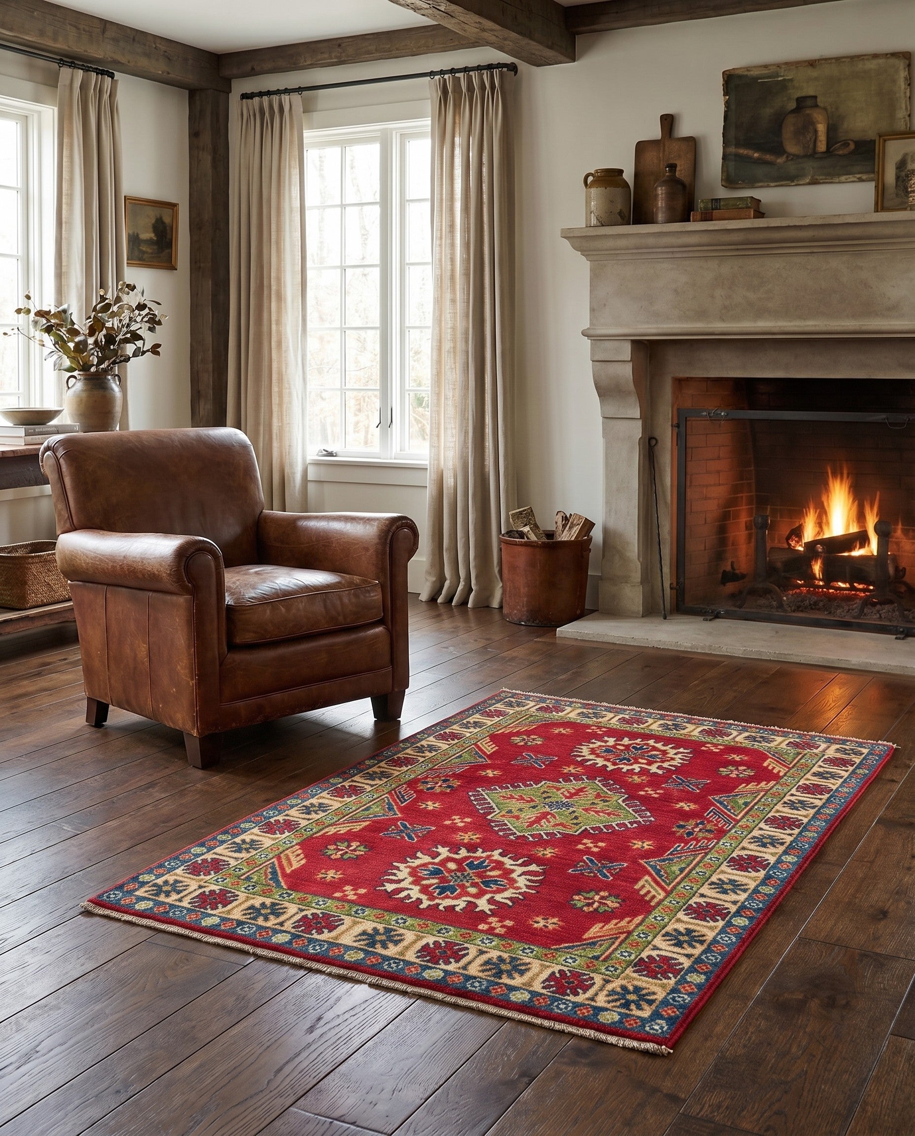 3' 3 x 5' Hand Knotted Kazak Rug