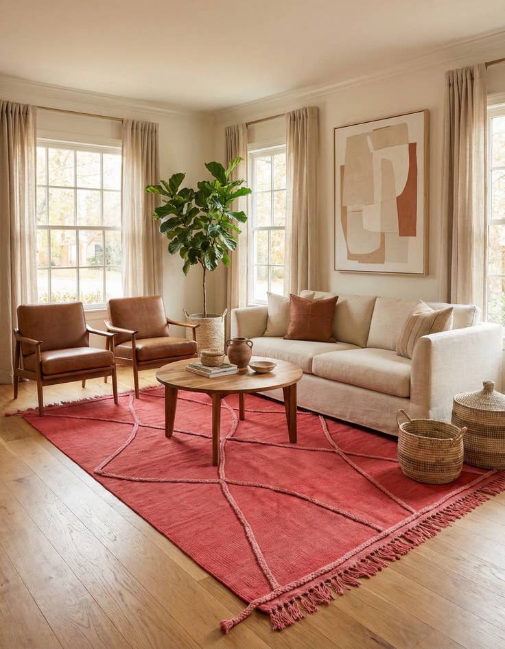 Detail image of  3' 4 x 5'  Hand Woven Kilim Modern Wool Rug