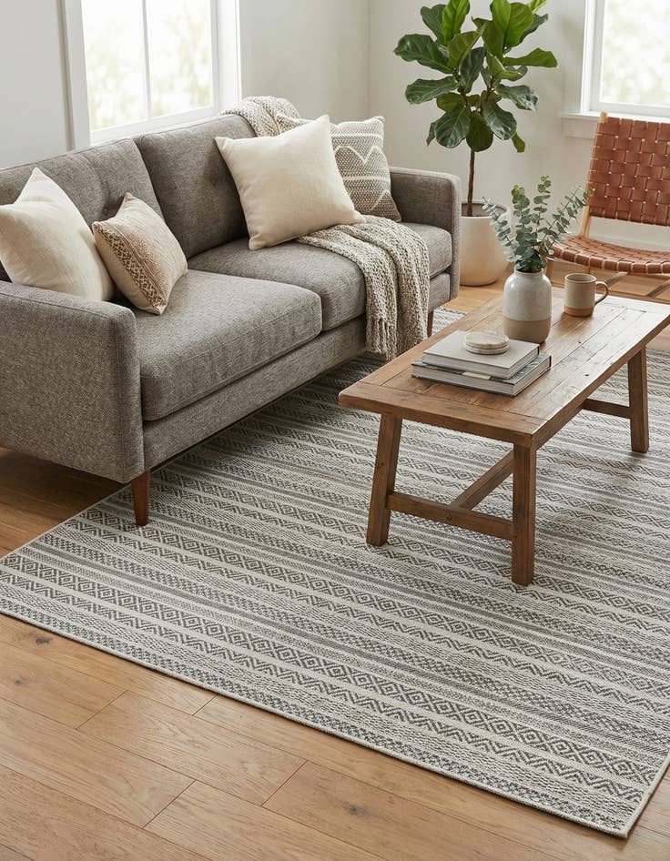 Detail image of 5' 3 x 8' Easy-Clean Striped Indoor / Outdoor Rug