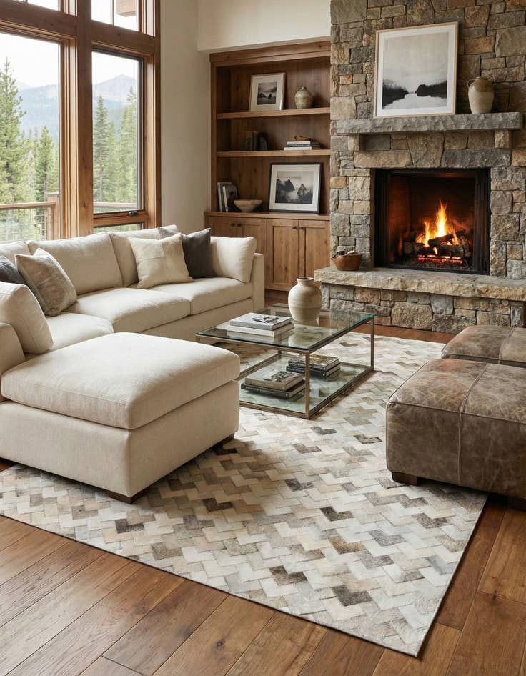 Detail image of 6' x 9' Cowhide Stocks Rug