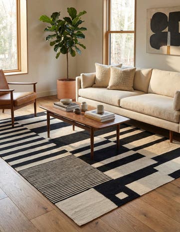 4' 8 x 6' 7 Hand Woven Kilim Modern Wool Rug