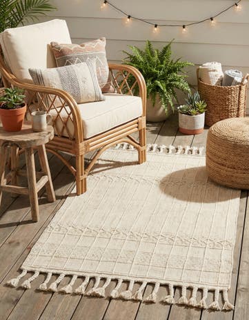 Ivory Easy-Clean Eco Bohemian Indoor / Outdoor Rug
